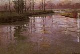 Fritz Thaulow Famous Paintings - On A French River